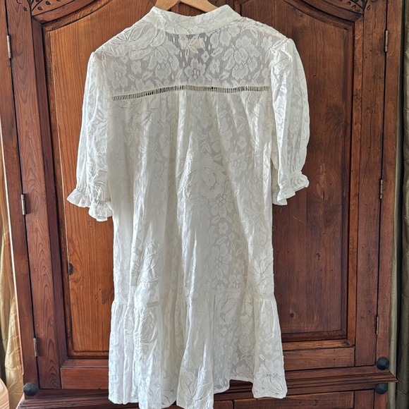 NWT ANTHROPOLOGIE PORRIDGE WHITE SHORT SLEEVE EYELET DRESS. SIZE M - Picture 9 of 16